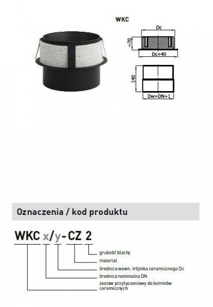 CN2 - Sestava napojovací keramických komínů 160/150