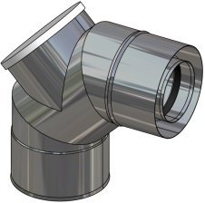 Koleno koaxiální revizní s těsněním 90° pr. 60/100; 1.4404