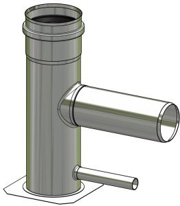 T-kus uzavřený s odvodem kondenzátu do boku a těsněním 90° pr. 60; 1.4404