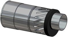Ústí komína koaxiální vodorovné pr. 100/150; 1.4301 Ústí komína koaxiální vodorovné pr. 100/150; 1.4301